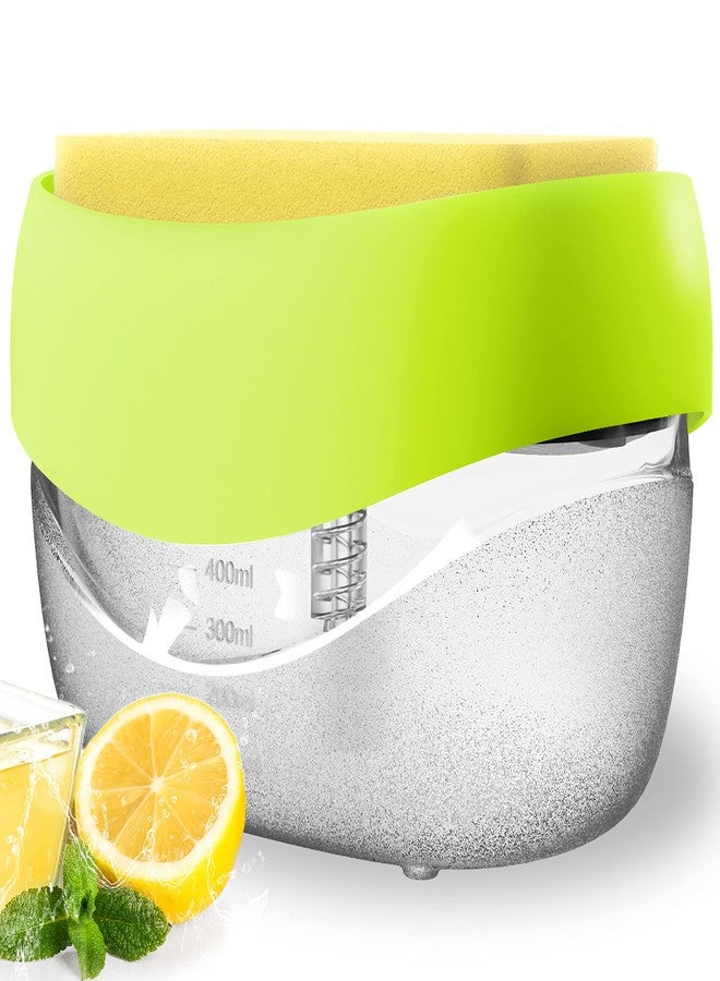 WishJade Dish Soap Dispenser with Sponge Holder for Kitchen Sink, 2 in 1 Soap Pump Dispenser Set, Useful Dishwashing Liquid Dispenser for Kitchen Countertop to Save Soap (Yellow) - Image 1
