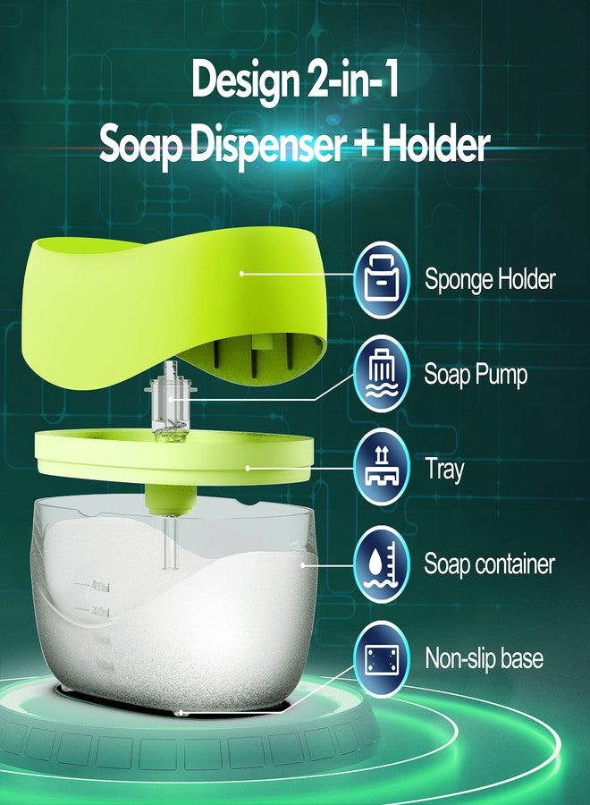 WishJade Dish Soap Dispenser with Sponge Holder for Kitchen Sink, 2 in 1 Soap Pump Dispenser Set, Useful Dishwashing Liquid Dispenser for Kitchen Countertop to Save Soap (Yellow) - Image 5