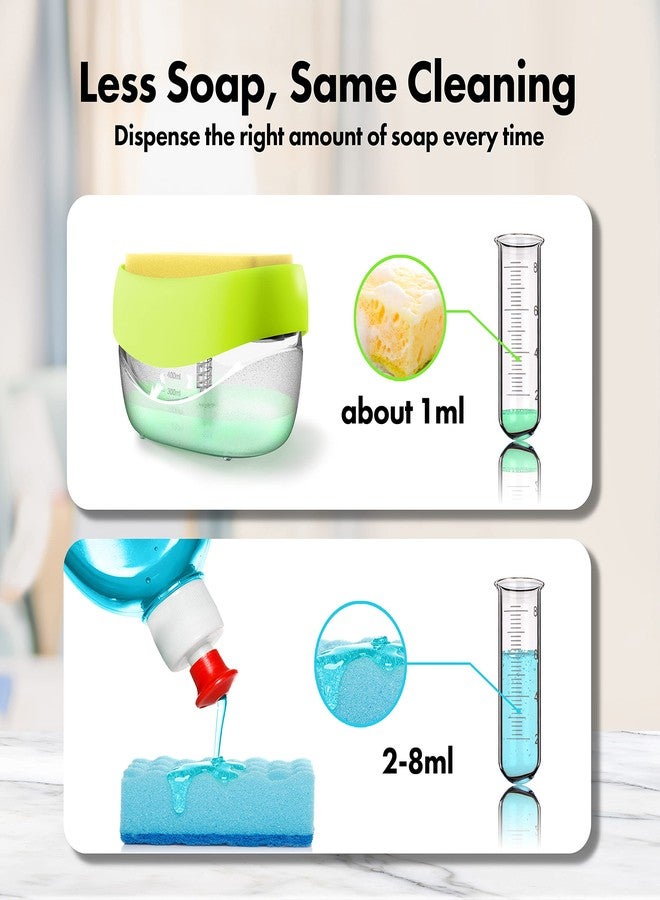 WishJade Dish Soap Dispenser with Sponge Holder for Kitchen Sink, 2 in 1 Soap Pump Dispenser Set, Useful Dishwashing Liquid Dispenser for Kitchen Countertop to Save Soap (Yellow) - Image 3