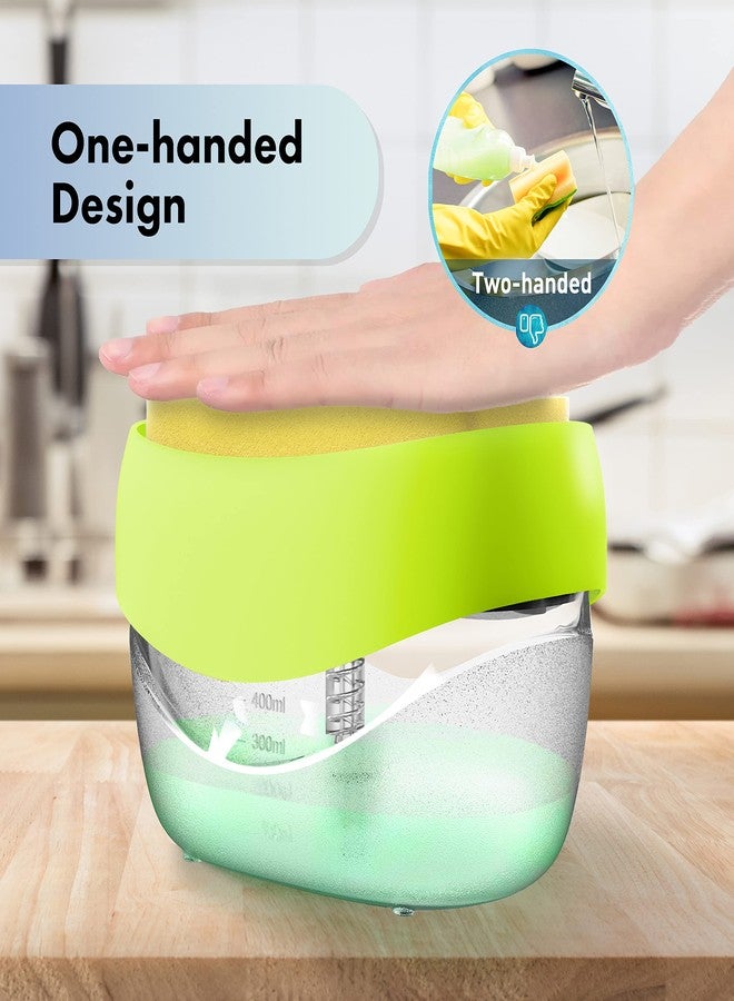WishJade Dish Soap Dispenser with Sponge Holder for Kitchen Sink, 2 in 1 Soap Pump Dispenser Set, Useful Dishwashing Liquid Dispenser for Kitchen Countertop to Save Soap (Yellow) - Image 2