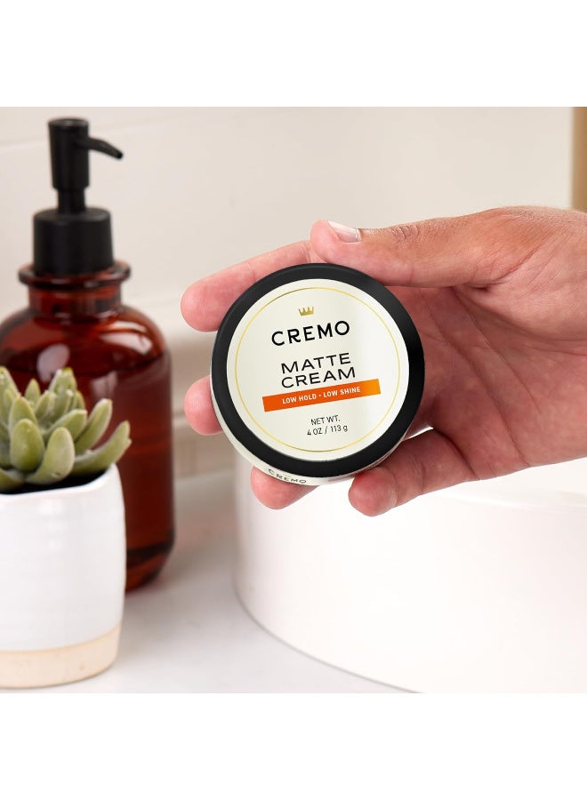 Cremo Hair Styling Matte Cream, Premium Barber Grade, Light Hold, Low Shine, Hair Cream and Hair Products For Men, 4 Oz
