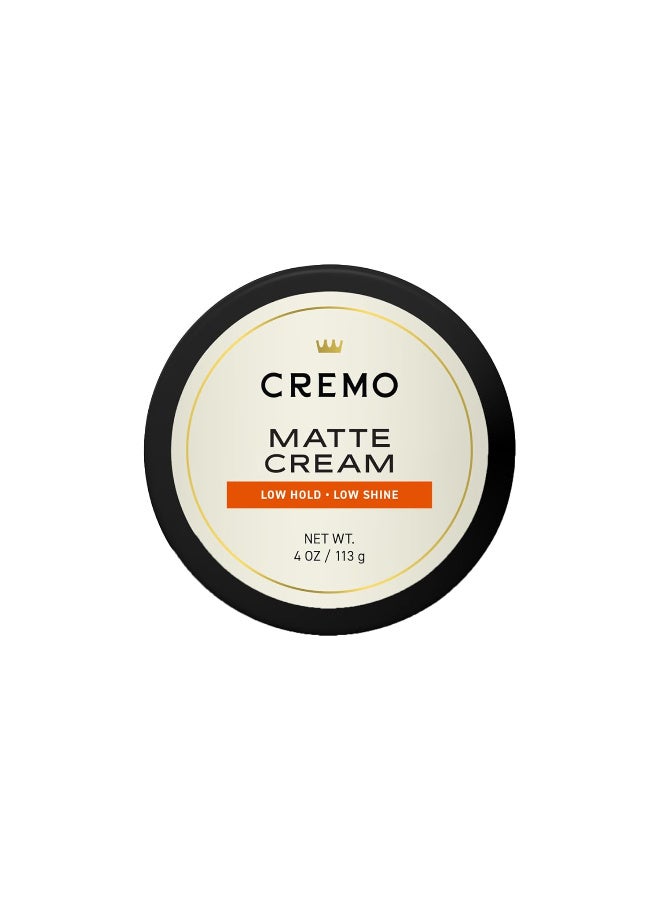 Cremo Hair Styling Matte Cream, Premium Barber Grade, Light Hold, Low Shine, Hair Cream and Hair Products For Men, 4 Oz
