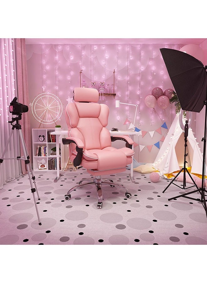 Arabest Gaming Chair, PU Leather High-Back Adjustable Computer Chair with Ergonomic Lumbar Support, Headrest, and Armrests,Pink - Image 2