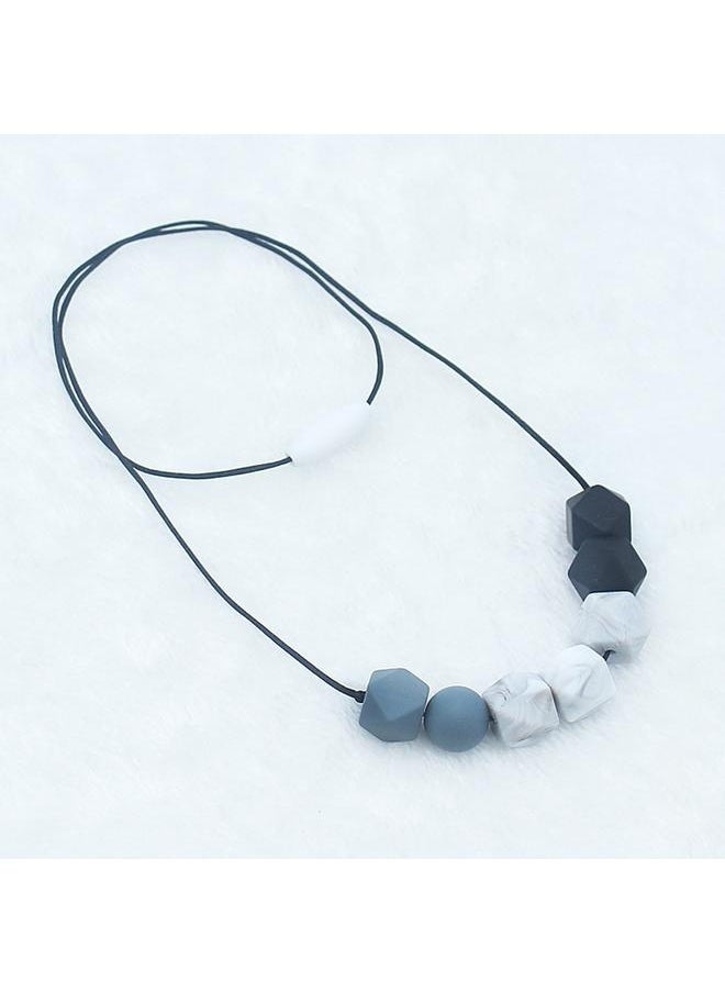 NIBEMINENT Food Grade Silicone Pendant Teething Necklace Hexagon Silicone Beads Nursing Teether Necklace  - Image 1