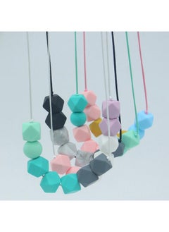 NIBEMINENT Food Grade Silicone Pendant Teething Necklace Hexagon Silicone Beads Nursing Teether Necklace  - Image 2