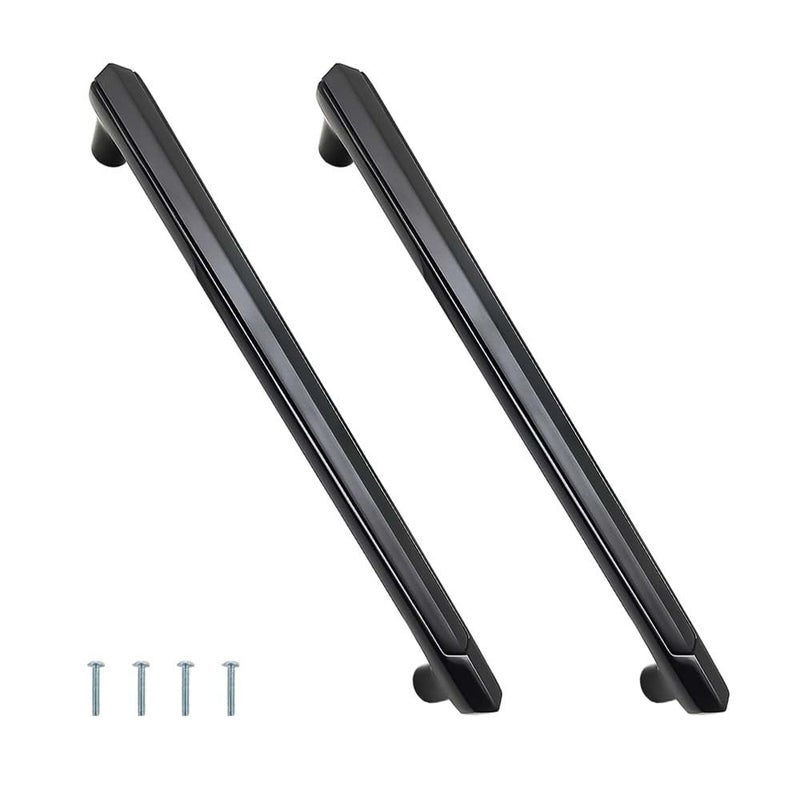 HYDERON Matte Black Handle 224MM 10 inch Modern Pull for Wardrobes Cabinets Drawers and Sliding Closet Doors Sleek Matte Black Finish for a Contemporary Look Pack of 2 Model No R201 - Image 1
