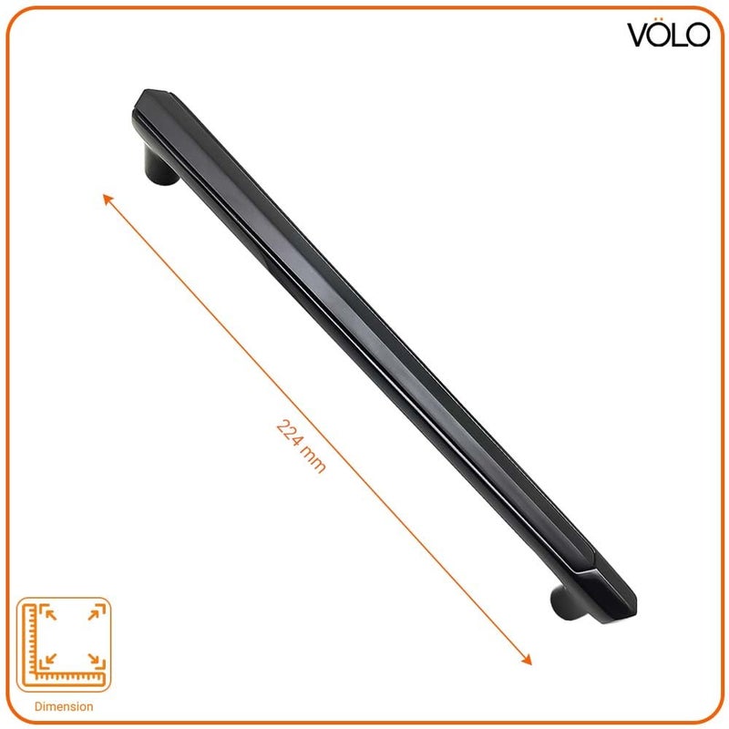 HYDERON Matte Black Handle 224MM 10 inch Modern Pull for Wardrobes Cabinets Drawers and Sliding Closet Doors Sleek Matte Black Finish for a Contemporary Look Pack of 2 Model No R201 - Image 2