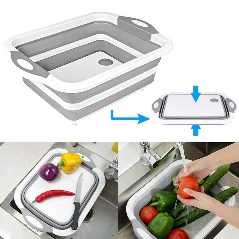 Sakar HeatResistant Silicone Cutting Board for Chopping and Slicing Vegetables Collapsible Chopping Board with Colander - Image 3