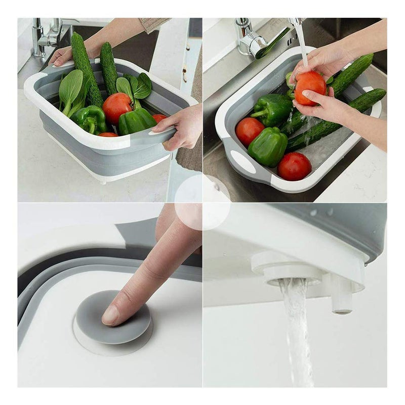 Sakar HeatResistant Silicone Cutting Board for Chopping and Slicing Vegetables Collapsible Chopping Board with Colander - Image 4