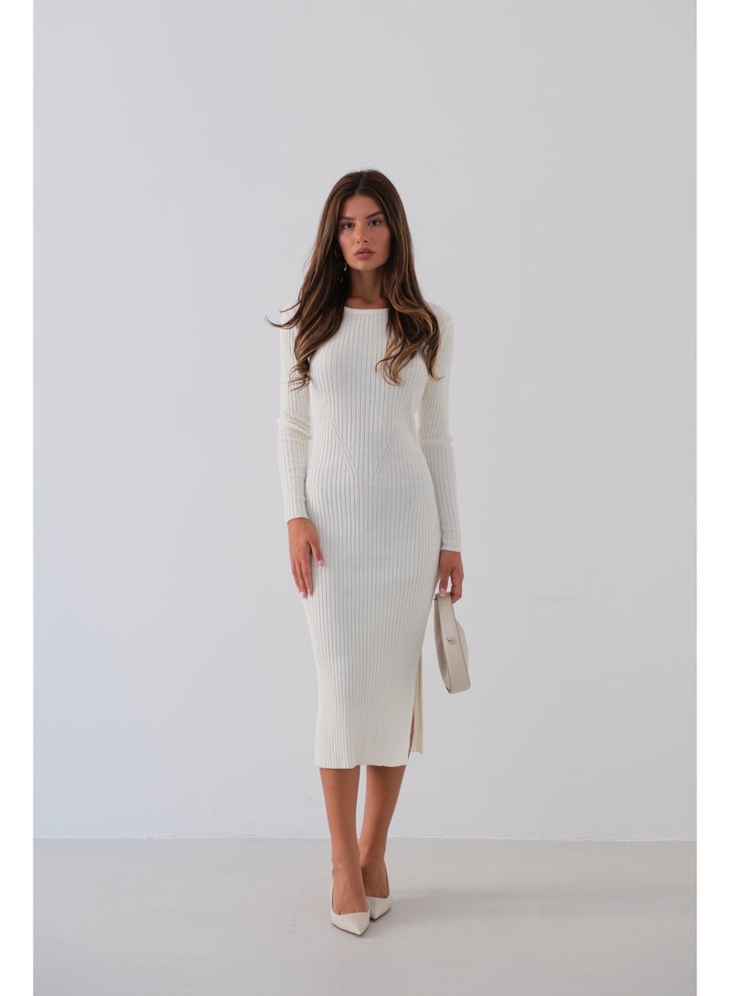 Slit Knit Ribbed Dress  - Image 1