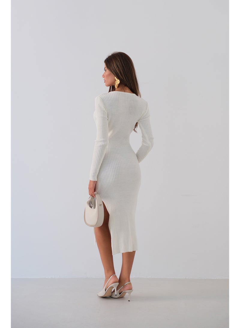 Slit Knit Ribbed Dress  - Image 2