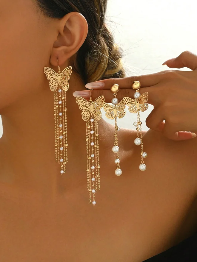 Styli Styli Butterfly Tassel Chain Earrings