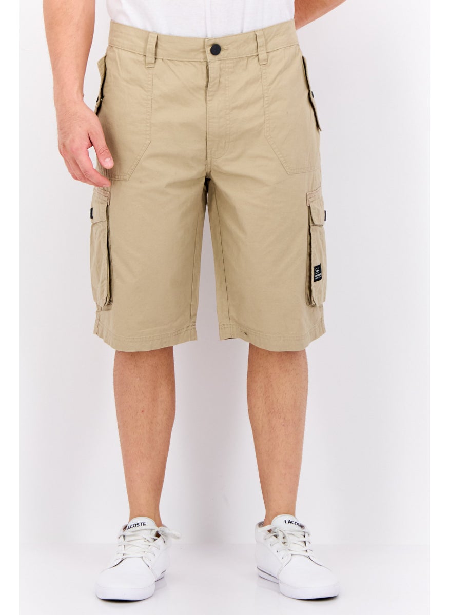 CROSSHATCH Men Brand Logo Cargo Shorts, Tan  - Image 1