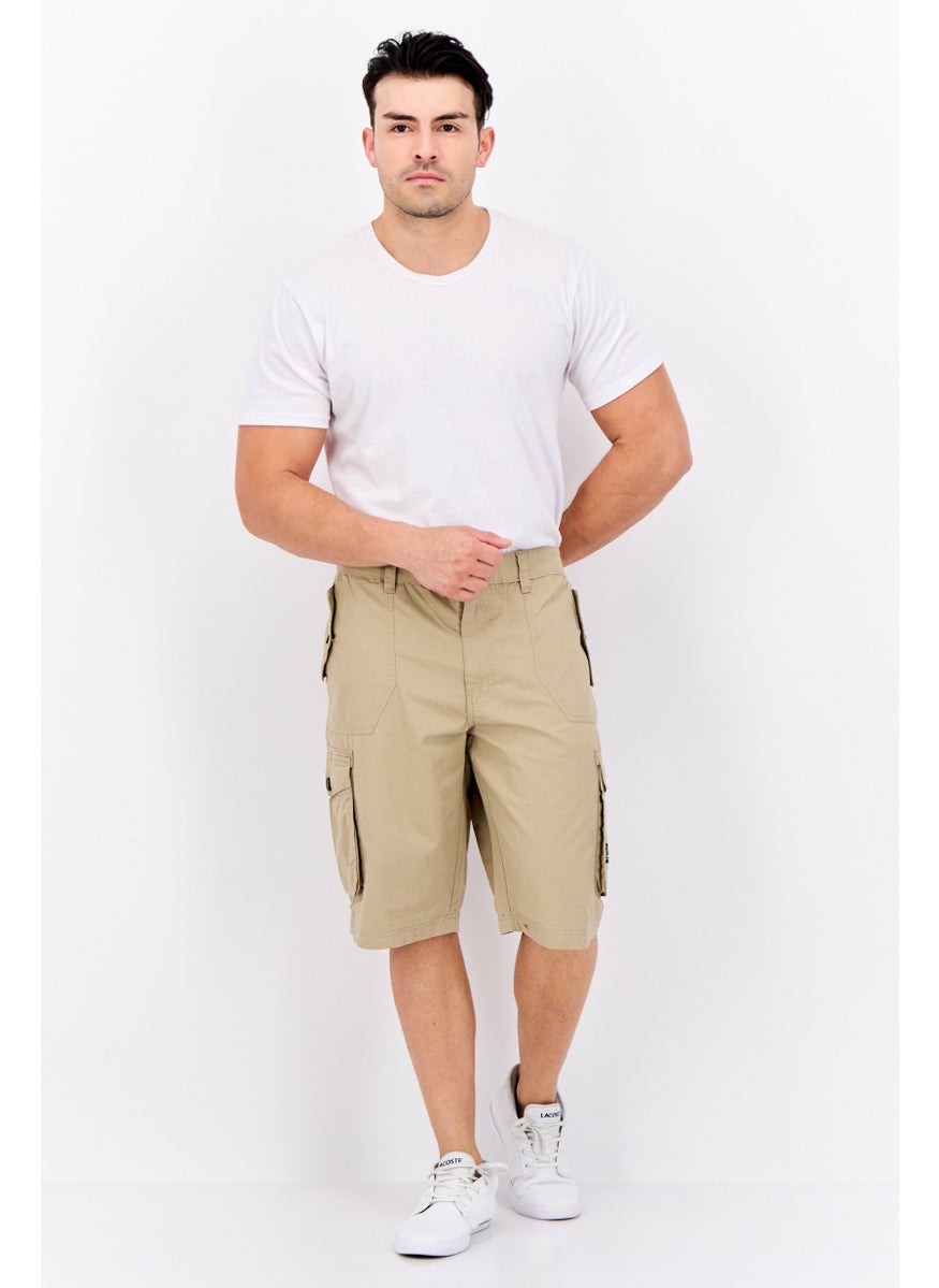 CROSSHATCH Men Brand Logo Cargo Shorts, Tan  - Image 4