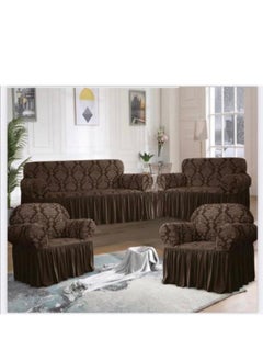EVORY HOME Sofa Cover Jacquard 4-Pieces Set of 7-Seater (3+2+1+1) Super Stretchable Anti-Wrinkle Slip Resistant Furniture Protector  - Image 1