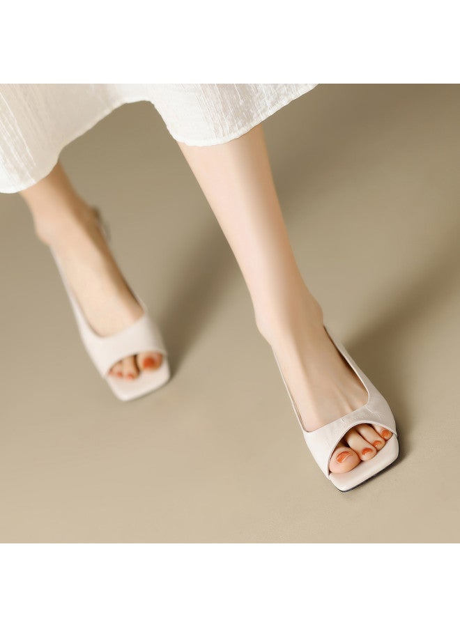 ZHR Top Grain Leather】comfortable And High-end Versatile Women's Sandals, Slip-on Genuine Leather Backless Sandals For Summer - Image 2