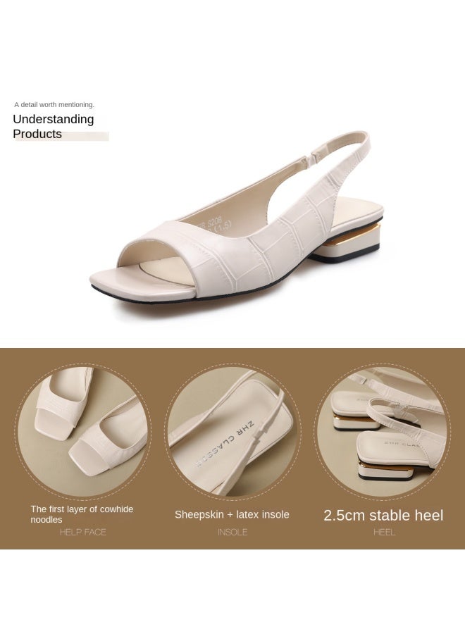 ZHR Top Grain Leather】comfortable And High-end Versatile Women's Sandals, Slip-on Genuine Leather Backless Sandals For Summer - Image 4