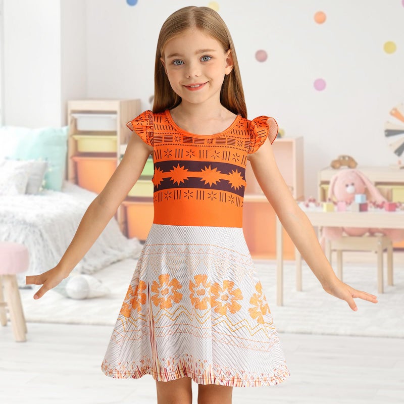 Jurebecia Girls Nightgowns Princess Nightdress Flutter Sleeves Nightie Dress Pajamas Sleepwear Night Gown for Kids 4t Orange - Image 2