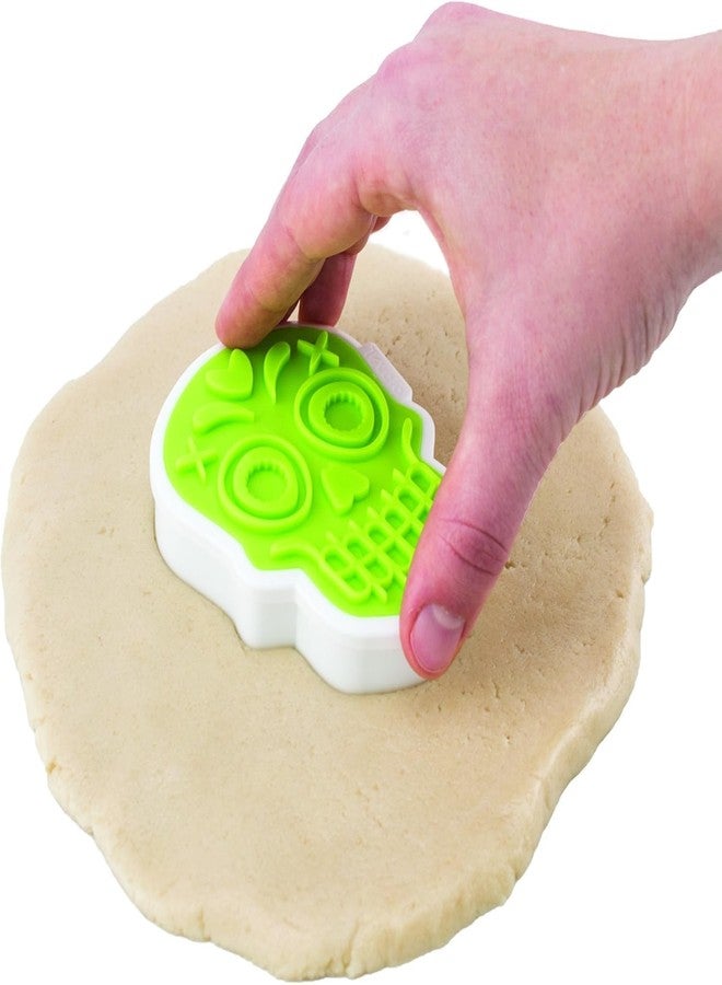 Tovolo Spectrum Day of the Dead Cookie Cutter Skull Stamps Galletas Dia De Los Muertos Cookie Kit for Baking Decorating Skull Sugar Cookies, Reversible Skull Cookie Stamp Impression Designs with Cutter - Image 4