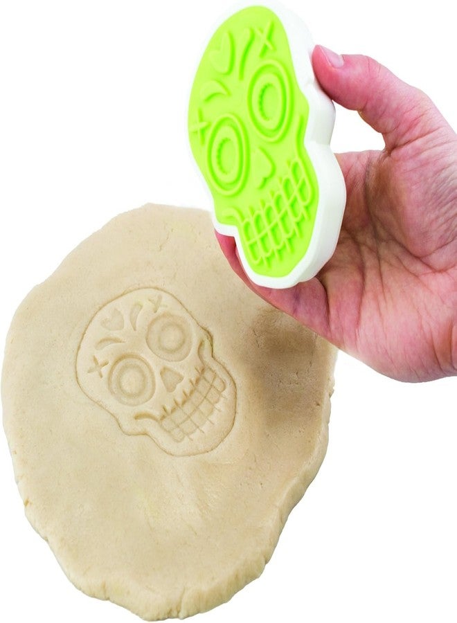 Tovolo Spectrum Day of the Dead Cookie Cutter Skull Stamps Galletas Dia De Los Muertos Cookie Kit for Baking Decorating Skull Sugar Cookies, Reversible Skull Cookie Stamp Impression Designs with Cutter - Image 5