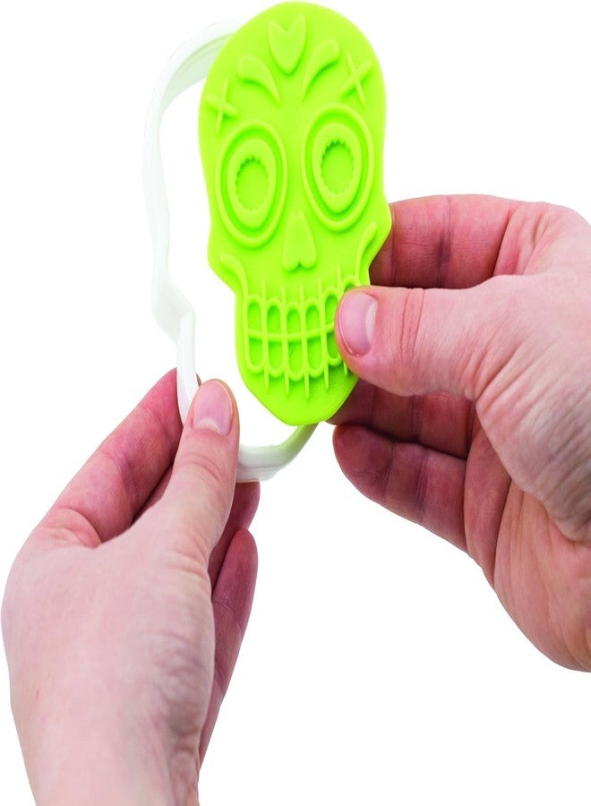 Tovolo Spectrum Day of the Dead Cookie Cutter Skull Stamps Galletas Dia De Los Muertos Cookie Kit for Baking Decorating Skull Sugar Cookies, Reversible Skull Cookie Stamp Impression Designs with Cutter - Image 3