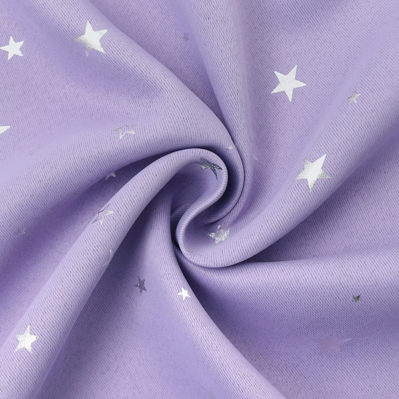BGment Kids Room Curtains for Bedroom - Grommet Thermal Insulated Silver Star Print Room Darkening Curtains for Living Room  Set of 2 Panels  Lavander  42 x 63 Inch - Image 5
