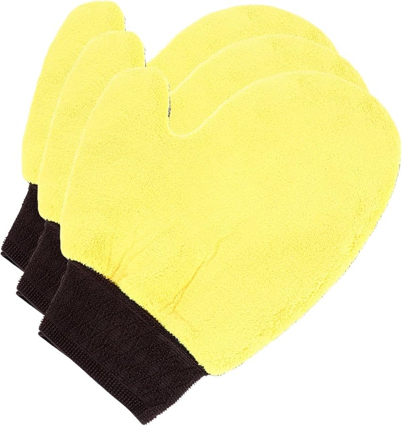 PRETYZOOM 3Pcs Coral Fleece Car Wash Gloves for Cars SUVs Trucks Motorcycles - Image 1