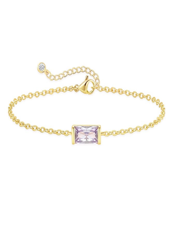 FUNEIA Birthstone Gold Bracelets for Women Non Tarnish Trendy Dainty 14K Gold Plated Bracelet Stack Stackable Blue Green May Emerald Friendship Bracelets Jewelry Gifts for Mom Best Friend - Image 1