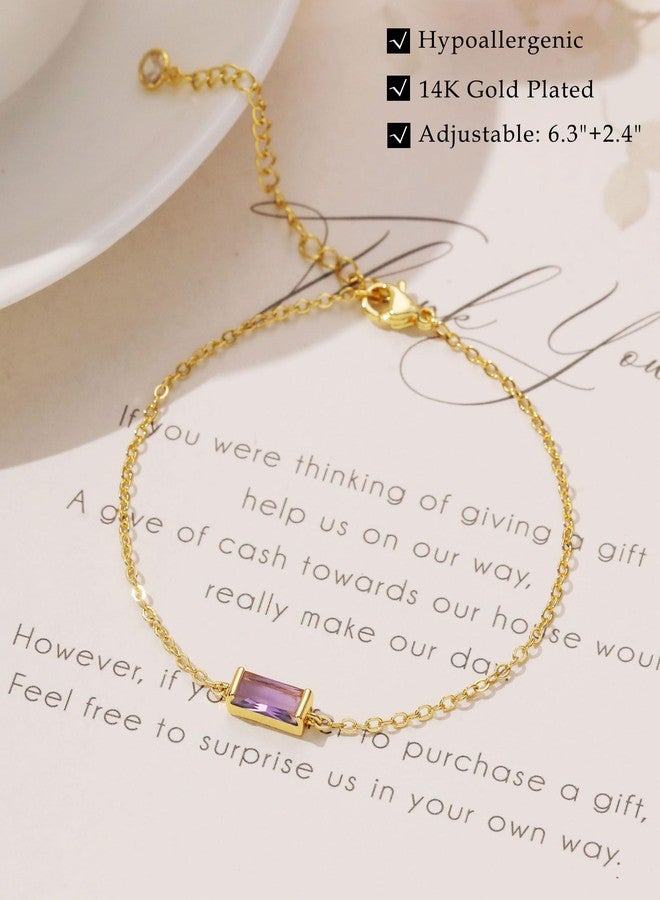 FUNEIA Birthstone Gold Bracelets for Women Non Tarnish Trendy Dainty 14K Gold Plated Bracelet Stack Stackable Blue Green May Emerald Friendship Bracelets Jewelry Gifts for Mom Best Friend - Image 4
