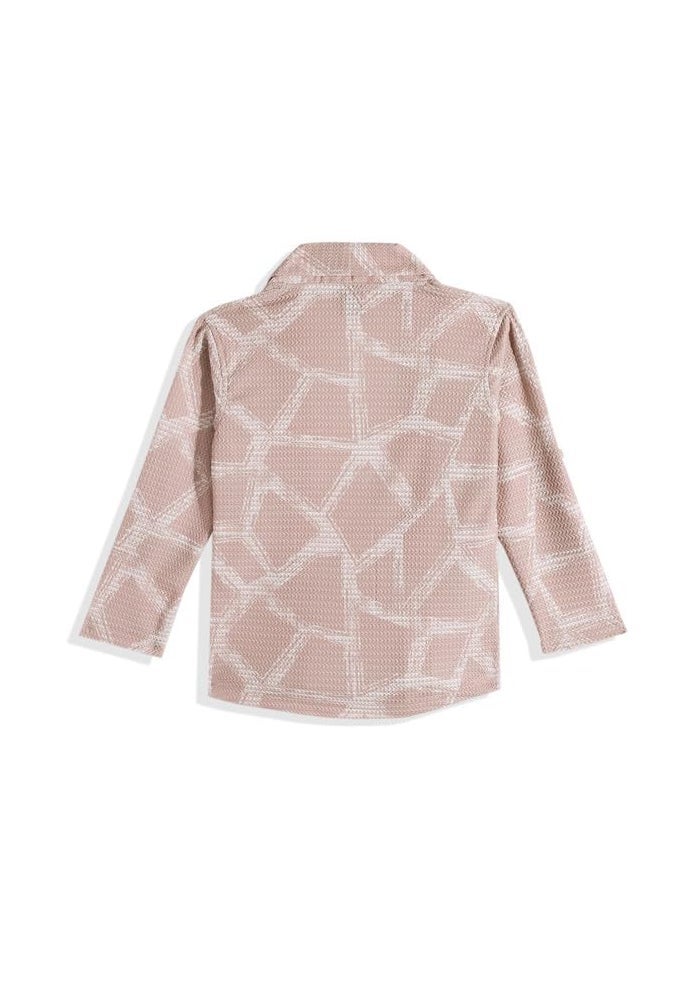 CHARCHIT Boys Printed Full Sleeves Casual Shrug & T-Shirt in Peach - Image 4