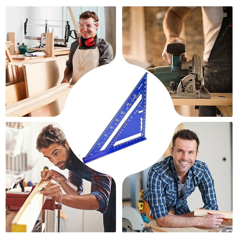 Blue Carpenter Speed Square 7 28 Inch Metal Ruler Protractor for Woodworking Drafting Engineering - Image 3