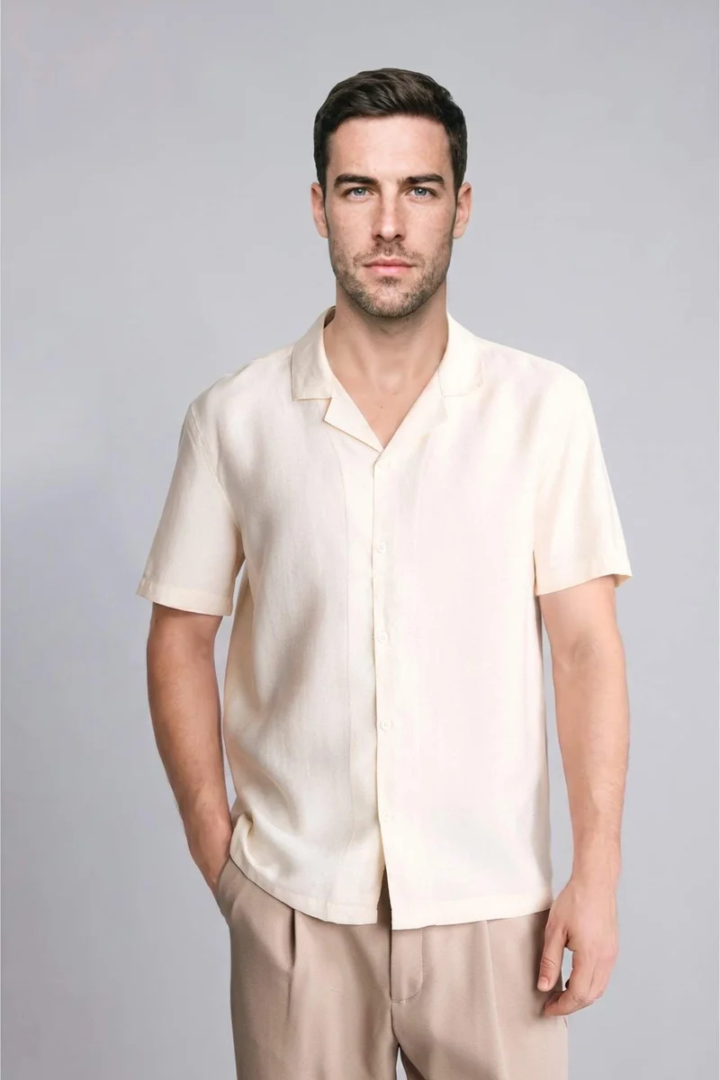 DeFacto Regular Fit Resort Neck Sensual Short Sleeve Shirt