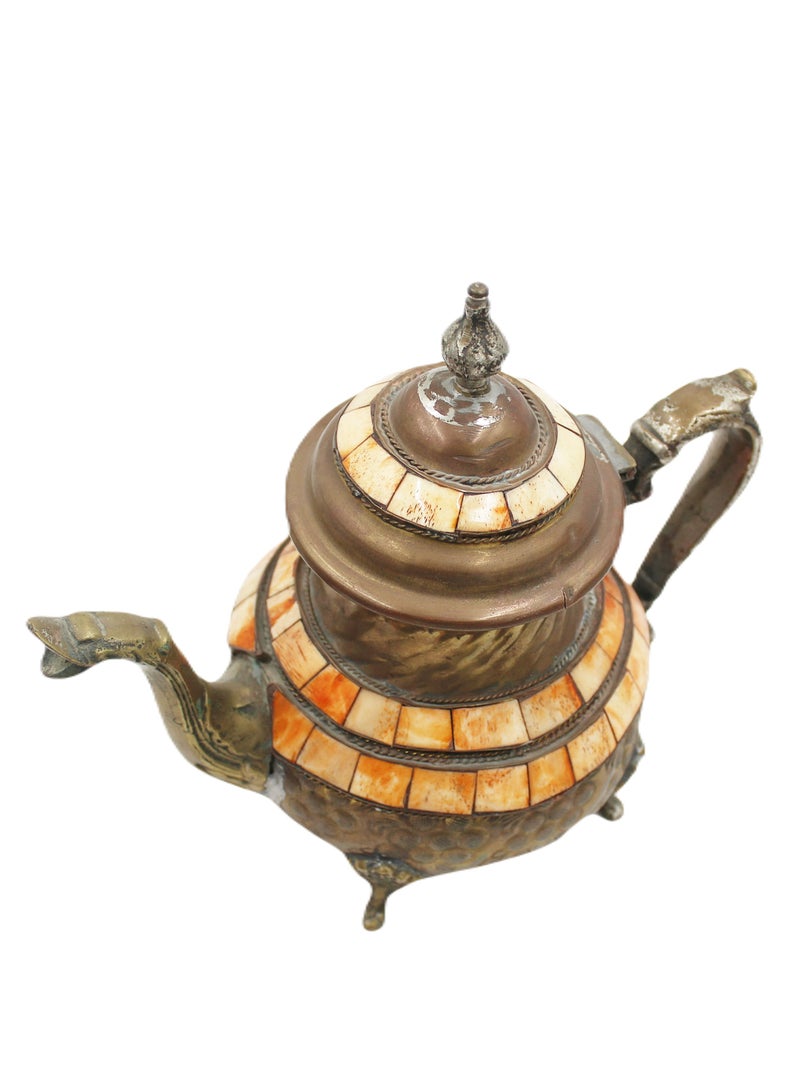 Antique Museum Handmade Metal Coffee Pot With Camel Bone Work  - Image 1