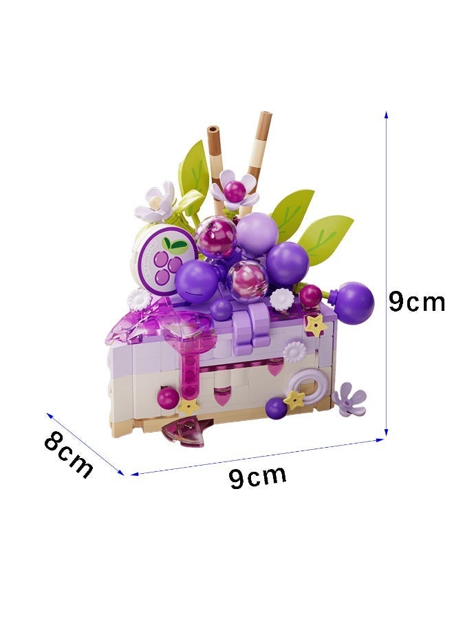 ACYYH Botanical Building Set, Purple Flower Treasure Chest Educational Toy for Kids, Creative Construction Blocks with Colorful Pieces, 9x8x9cm - Image 2