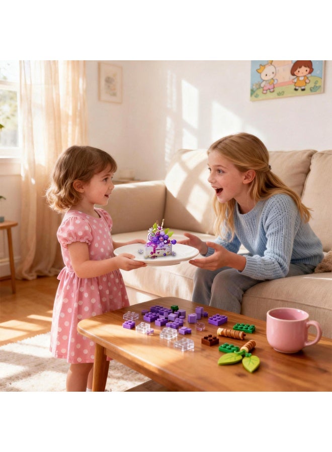 ACYYH Botanical Building Set, Purple Flower Treasure Chest Educational Toy for Kids, Creative Construction Blocks with Colorful Pieces, 9x8x9cm - Image 5