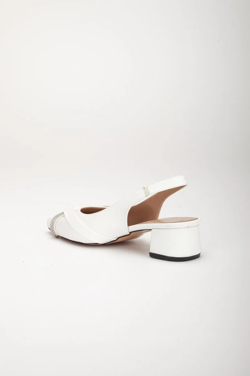 Dilimler Ayakkabı Slices Shoes Large Size Zara Satin Stone White Women's Short Heeled Evening Dress Shoes