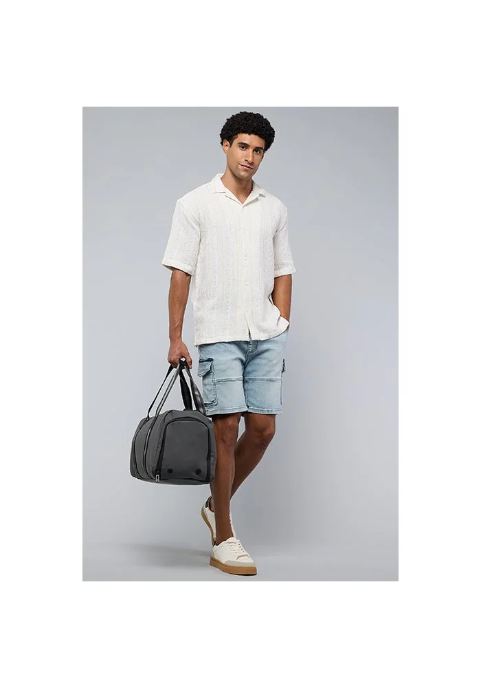 R&b Washed Cargo Denim Shorts with Drawstring Waist