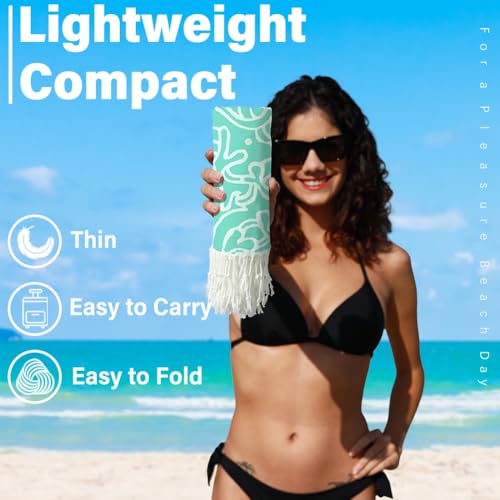 Widdonen Turkish Beach Towel Quick Dry Absorbent Cotton Lightweight Thin Bathroom Bath Pool Swim Towels Extra Large Oversized Sand Free Beach Accessories Essentials Stuff Cloud Gift for Adults - Image 2