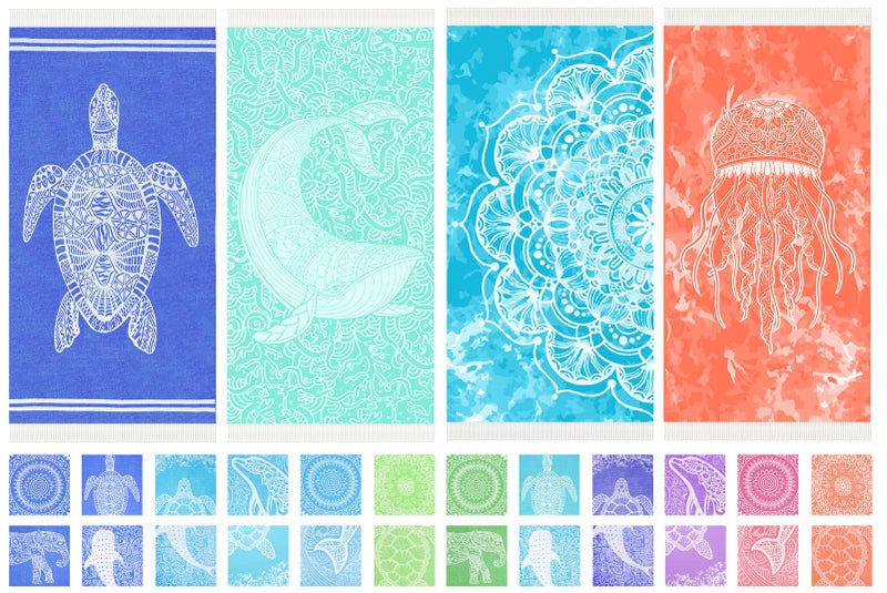Widdonen Turkish Beach Towel Quick Dry Absorbent Cotton Lightweight Thin Bathroom Bath Pool Swim Towels Extra Large Oversized Sand Free Beach Accessories Essentials Stuff Cloud Gift for Adults - Image 1