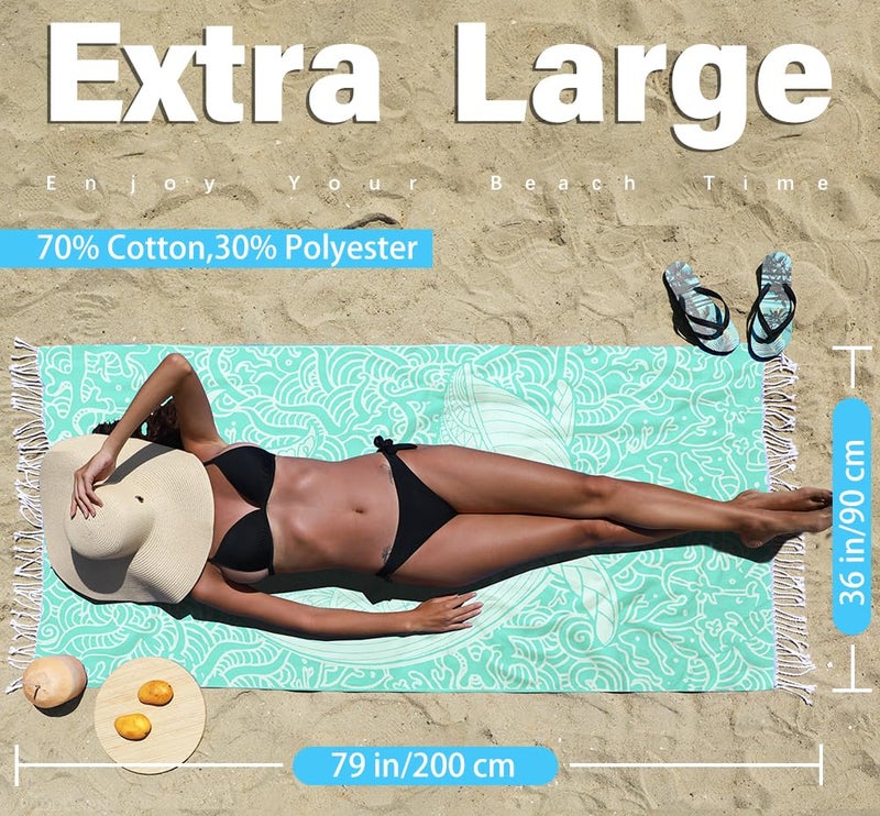 Widdonen Turkish Beach Towel Quick Dry Absorbent Cotton Lightweight Thin Bathroom Bath Pool Swim Towels Extra Large Oversized Sand Free Beach Accessories Essentials Stuff Cloud Gift for Adults - Image 5