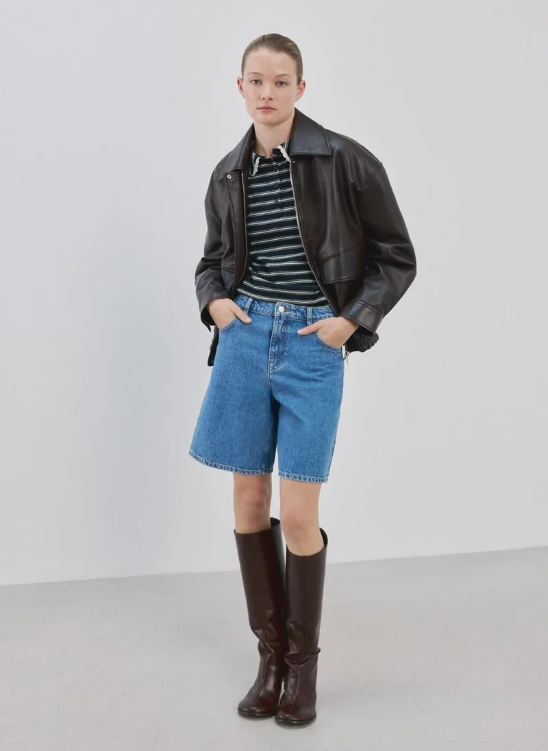 مانجو Scalloped striped polo