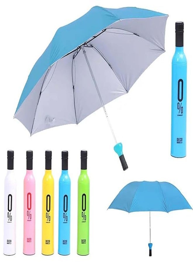 SOLEGLOW Pocket Folding Wine Bottle Umbrella (pack of 1) Manual lift Folding Portable Umbrella with Bottle Cover for UV Protection & Rain(Multi Color) - Image 1