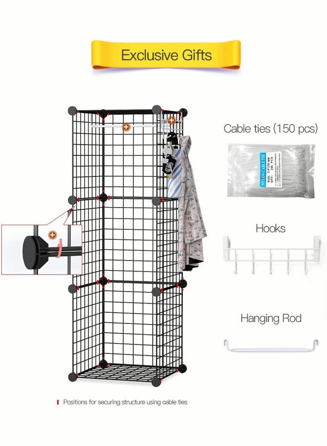 Generic Portable Wardrobe for Hanging Clothes Combination Wardrobe Living Room Display Cabinet Space Saving Modular Cabinets Books Toys Towels Ideal Storage Organizer  - Image 5