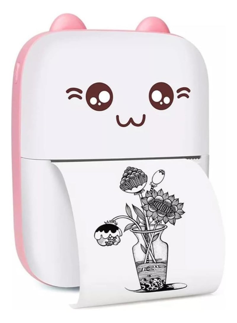 Mini Portable Printer, Inkless Label Printer, Mini Wireless Bluetooth Thermal Printer Compatible with iOS + Android for Magazines, Diaries, Photos, Gift Capsule Printing for Girls and Kids (Pink) - Image 1