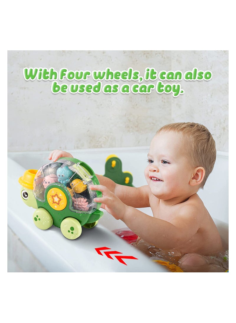 SYOSI Bath Toys for Toddlers 18 Months+ Turtle Bath Toy for Baby 2 3 Years Old Bathtub Water Toy for Infant Girl Boy with Waterwheel 3 Strong Suction Cups Baby Car Toy - Image 4