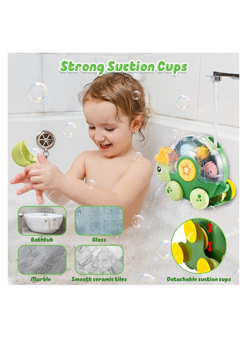 SYOSI Bath Toys for Toddlers 18 Months+ Turtle Bath Toy for Baby 2 3 Years Old Bathtub Water Toy for Infant Girl Boy with Waterwheel 3 Strong Suction Cups Baby Car Toy - Image 5