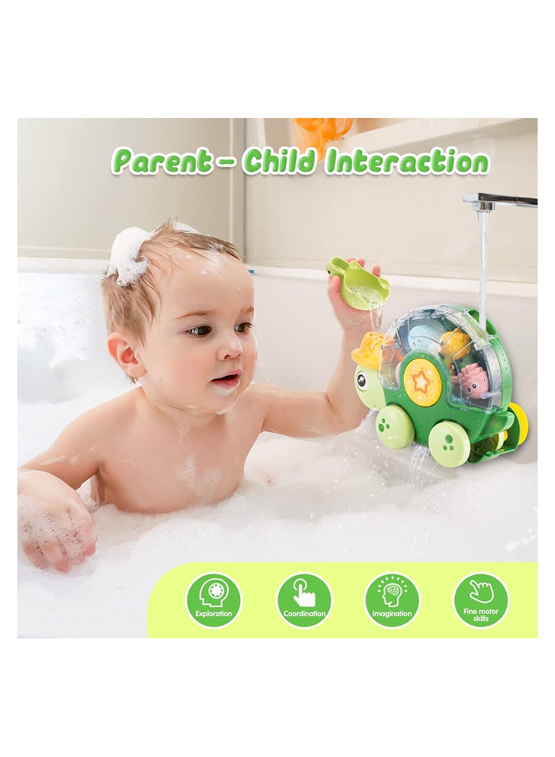SYOSI Bath Toys for Toddlers 18 Months+ Turtle Bath Toy for Baby 2 3 Years Old Bathtub Water Toy for Infant Girl Boy with Waterwheel 3 Strong Suction Cups Baby Car Toy - Image 2