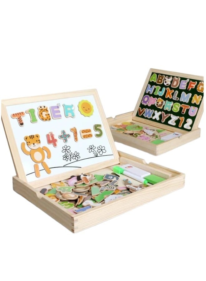 Toy Box Magnetic Cartoon Puzzles for Kids Educational Toys Puzzles Wooden Puzzles for Kids Letters Animals Drawing Board - Image 2