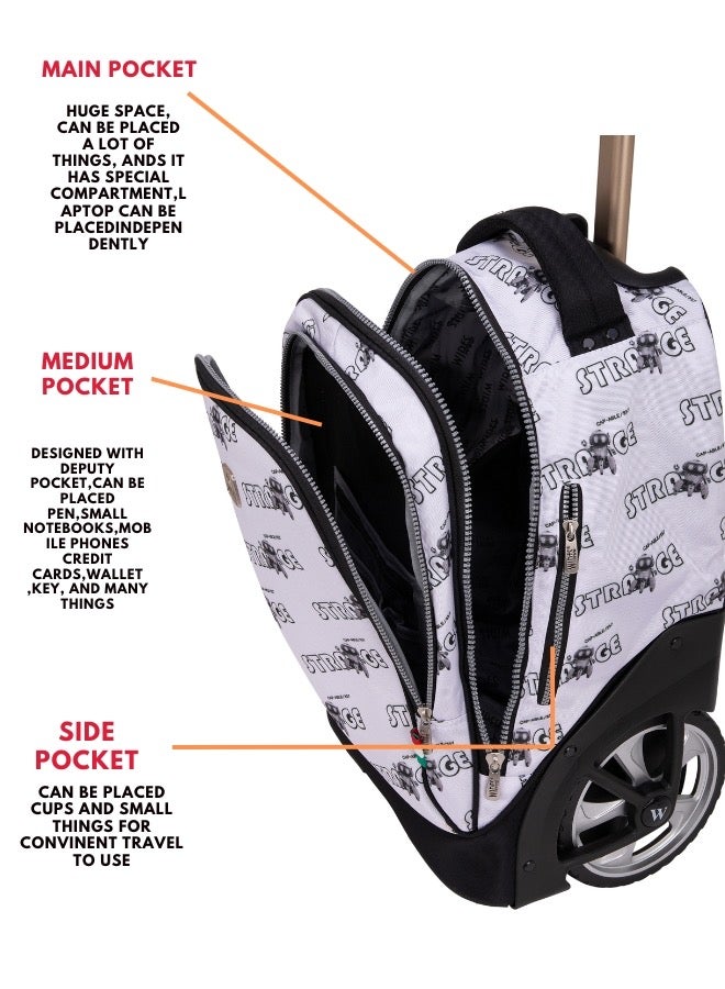 Wires 3 Piece Kids School Trolley Bag laptop compartment Big Wheels With Lunch bag & Pencil Case - Image 4