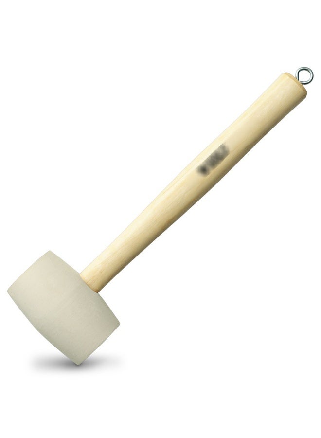 16 oz Professional Rubber Mallet with Ergonomic Wooden Handle - White/Cream Head - Image 4